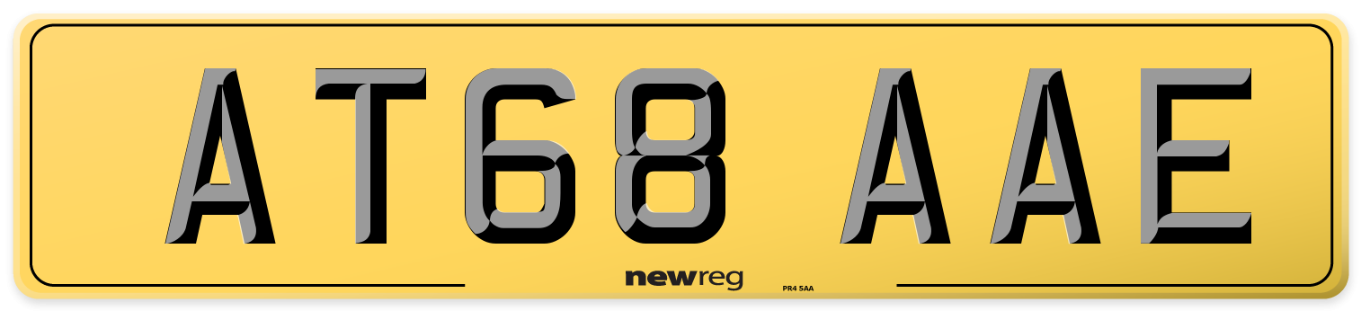 AT68 AAE Rear Number Plate