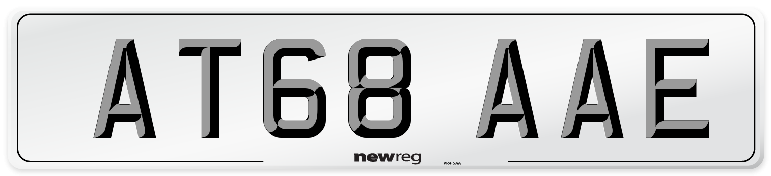 AT68 AAE Front Number Plate