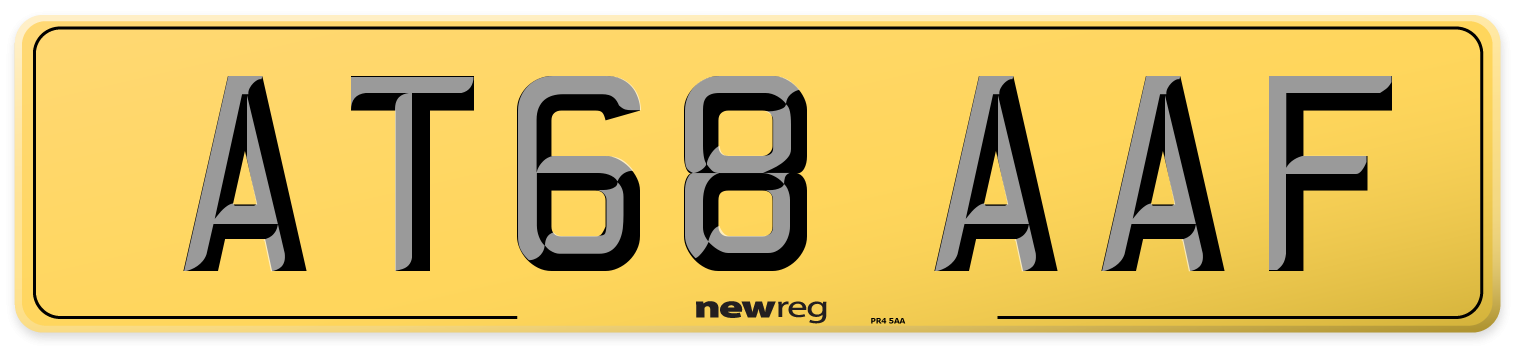 AT68 AAF Rear Number Plate