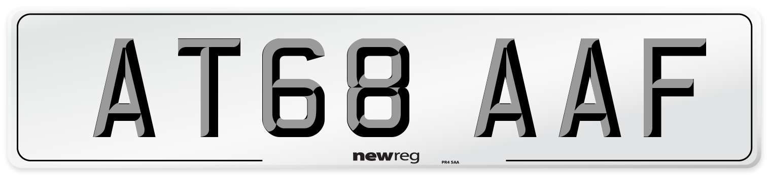 AT68 AAF Front Number Plate