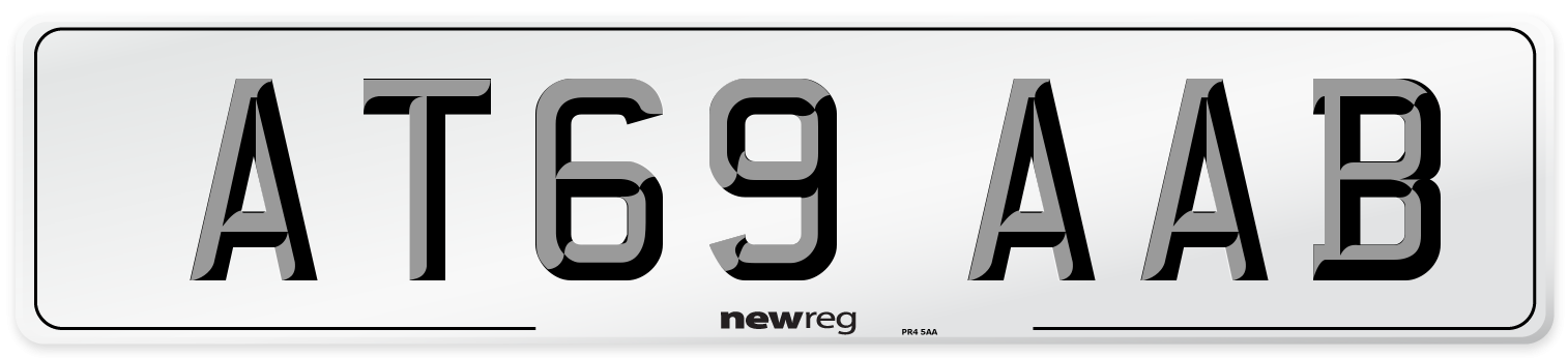 AT69 AAB Front Number Plate