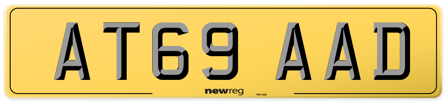 AT69 AAD Rear Number Plate