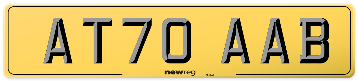 AT70 AAB Rear Number Plate