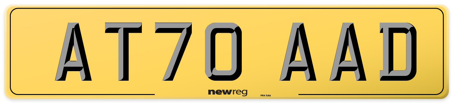 AT70 AAD Rear Number Plate