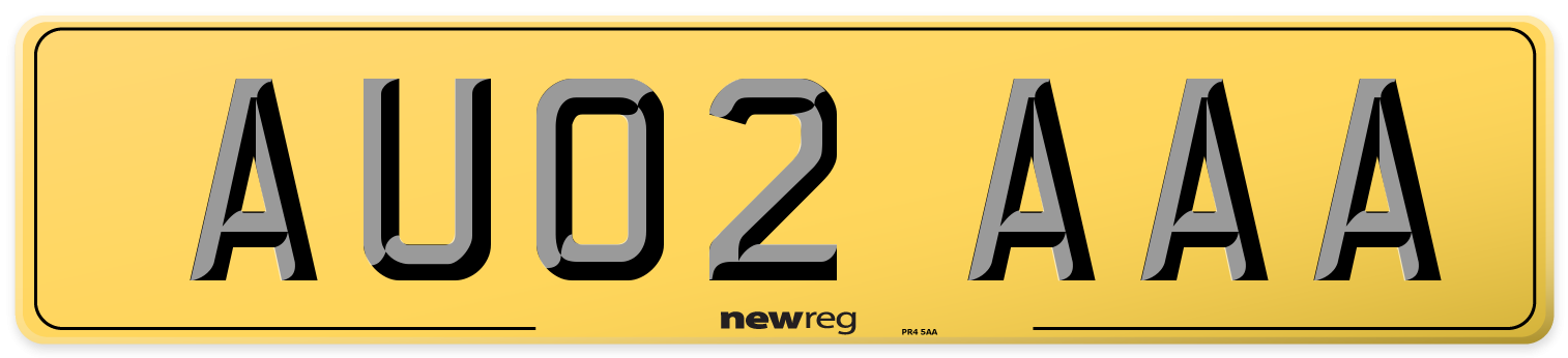 AU02 AAA Rear Number Plate