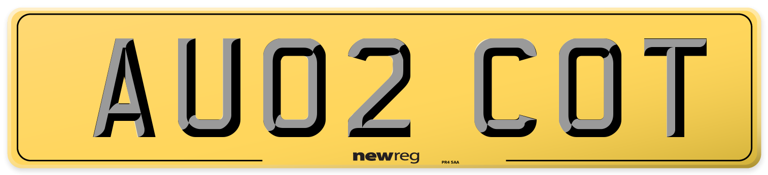 AU02 COT Rear Number Plate