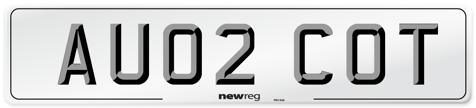 AU02 COT Front Number Plate