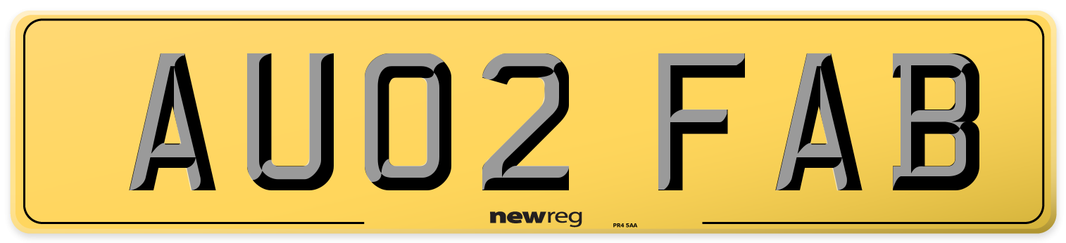 AU02 FAB Rear Number Plate