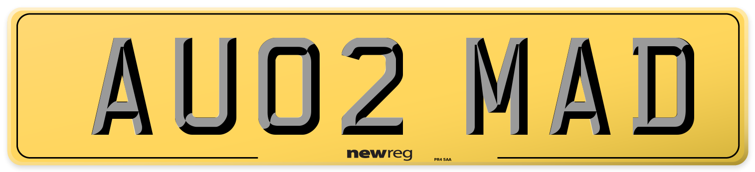 AU02 MAD Rear Number Plate