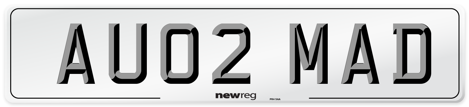 AU02 MAD Front Number Plate
