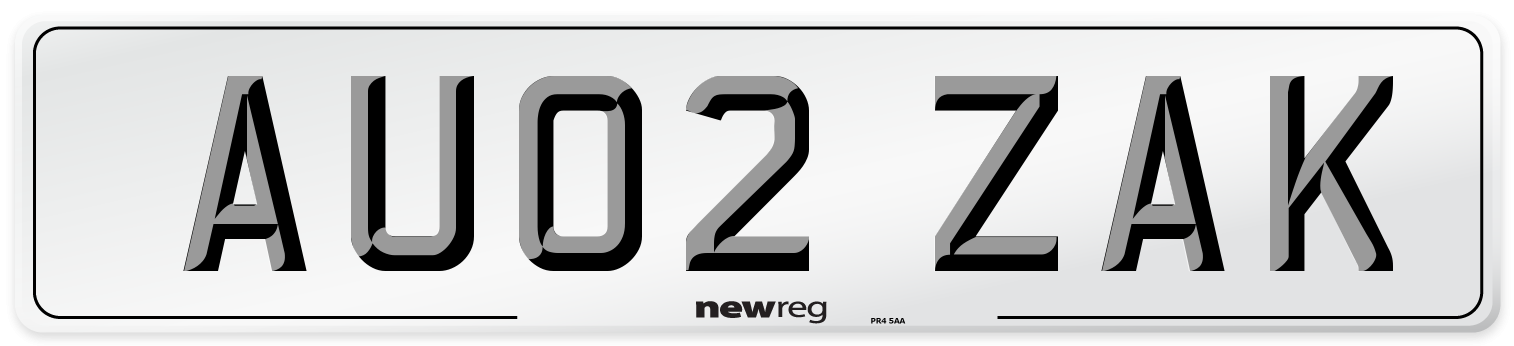 AU02 ZAK Front Number Plate