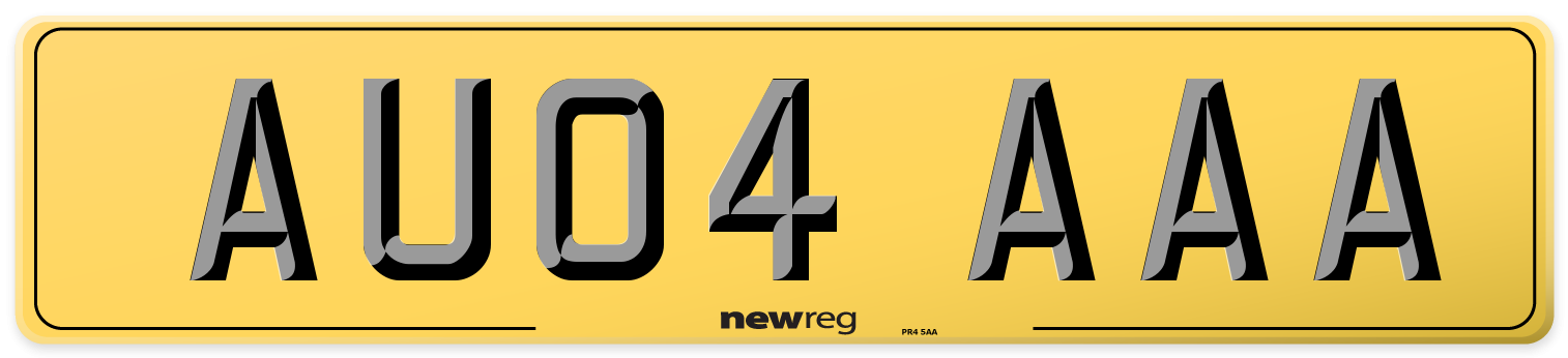 AU04 AAA Rear Number Plate