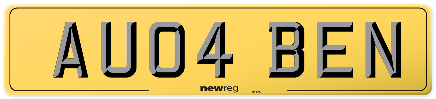 AU04 BEN Rear Number Plate