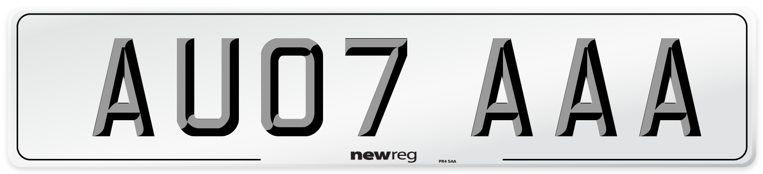 AU07 AAA Front Number Plate