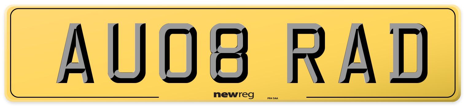 AU08 RAD Rear Number Plate