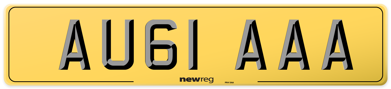 AU61 AAA Rear Number Plate