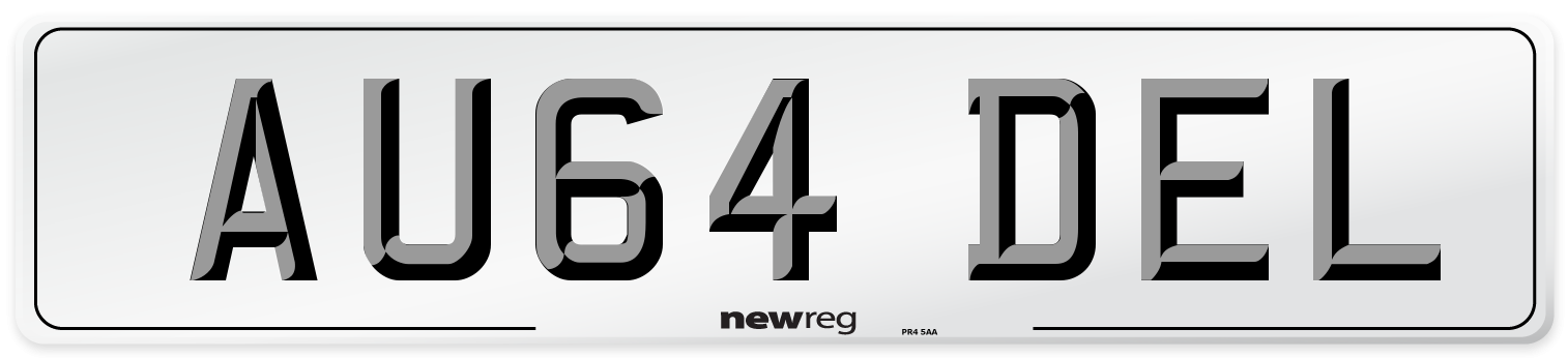 AU64 DEL Front Number Plate