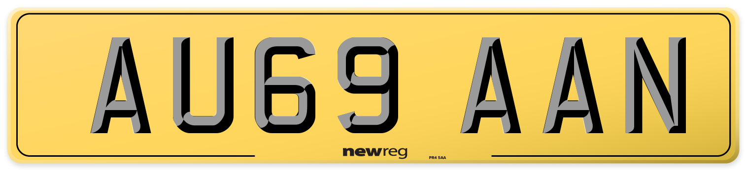 AU69 AAN Rear Number Plate