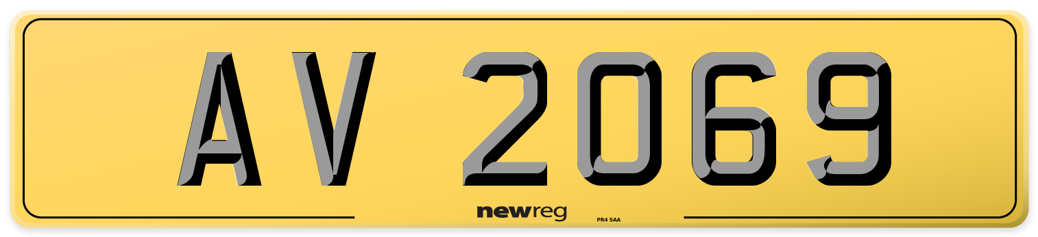 AV 2069 Rear Number Plate