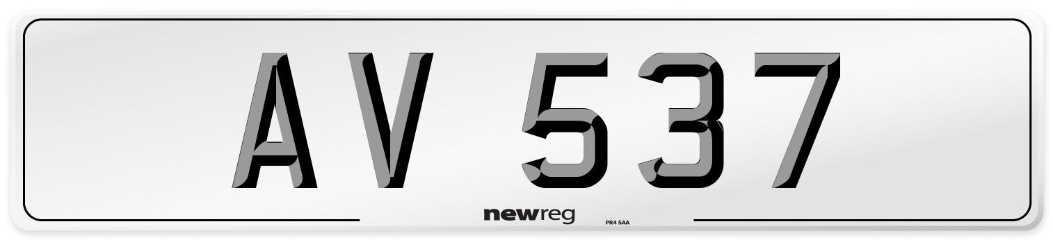 AV 537 Front Number Plate