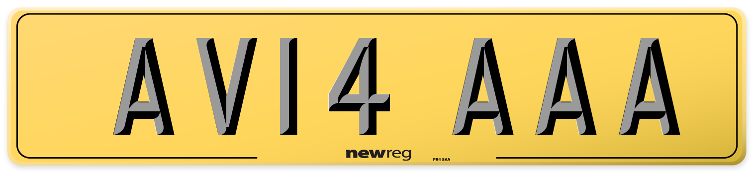 AV14 AAA Rear Number Plate