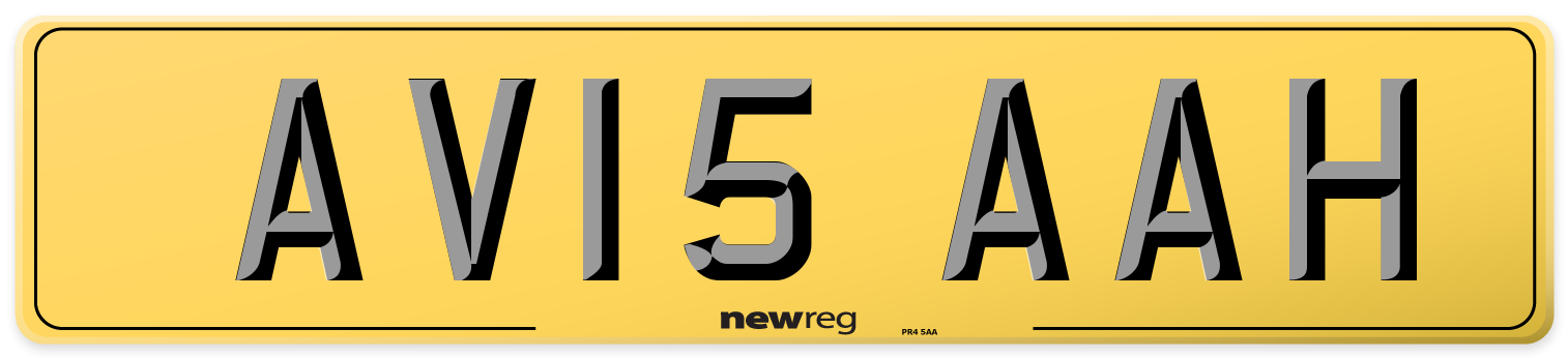 AV15 AAH Rear Number Plate