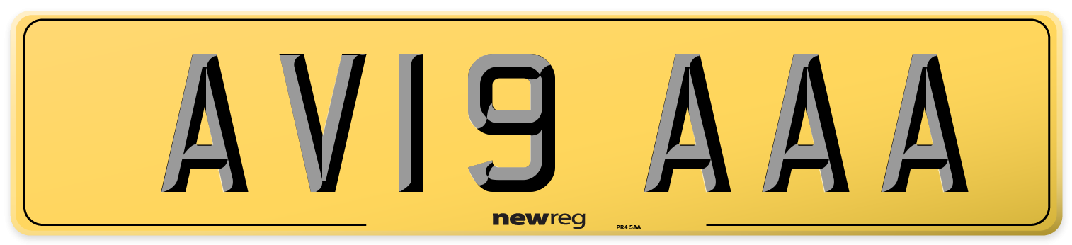 AV19 AAA Rear Number Plate