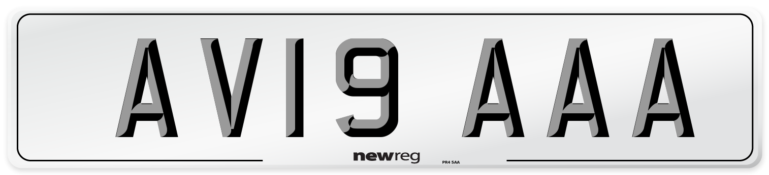 AV19 AAA Front Number Plate