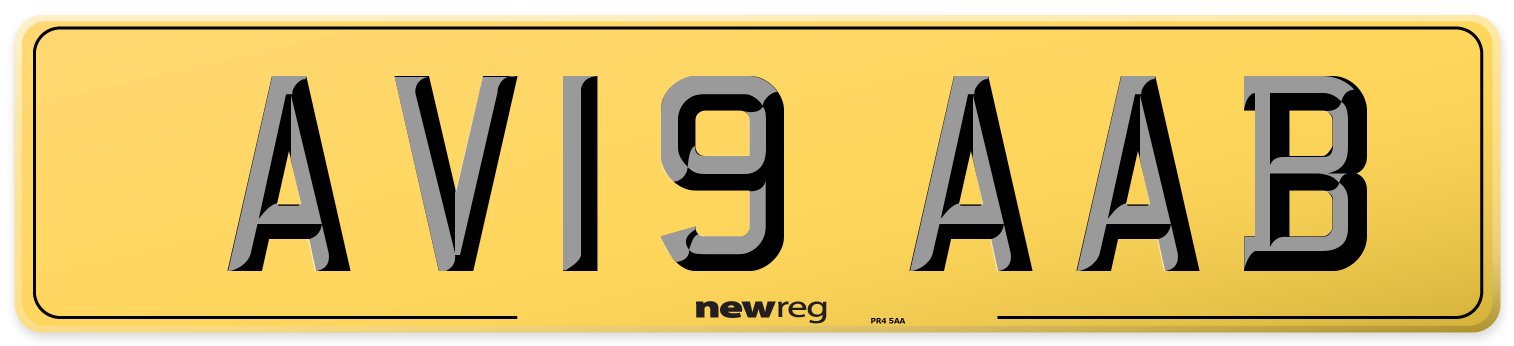 AV19 AAB Rear Number Plate