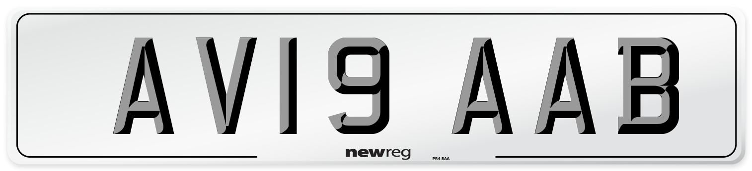AV19 AAB Front Number Plate