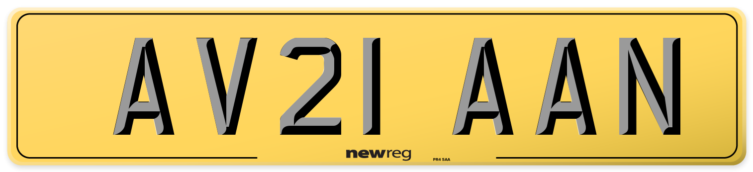 AV21 AAN Rear Number Plate