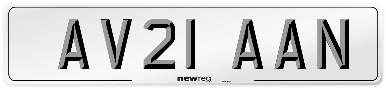 AV21 AAN Front Number Plate