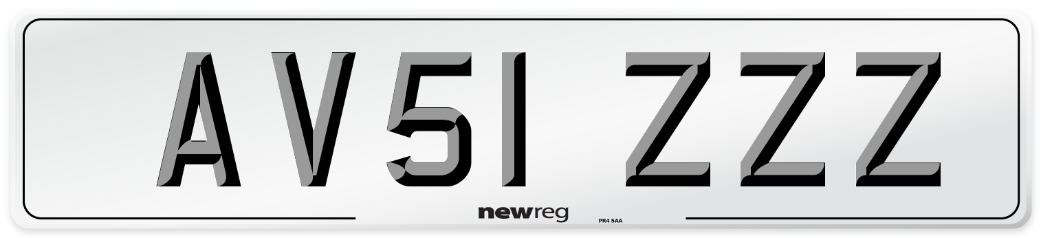 AV51 ZZZ Front Number Plate