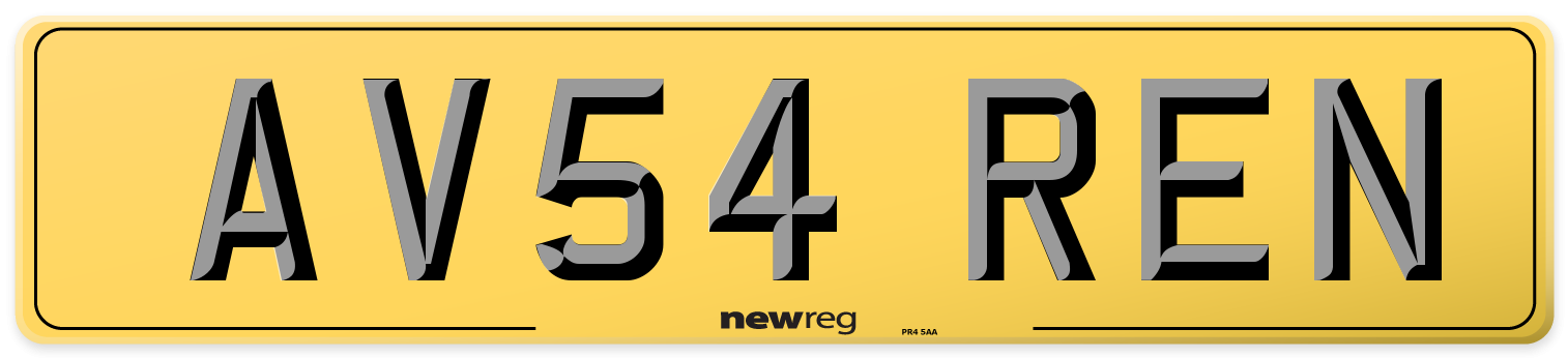 AV54 REN Rear Number Plate