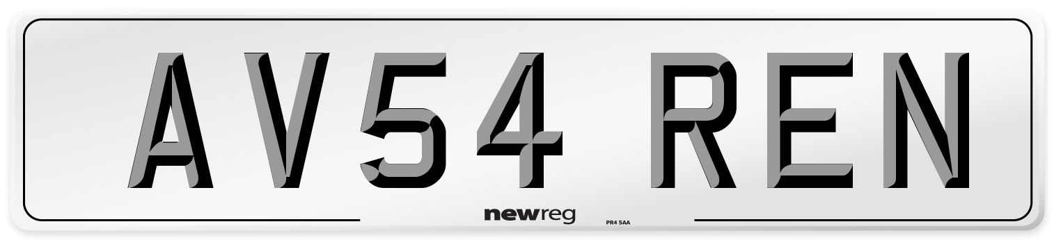 AV54 REN Front Number Plate