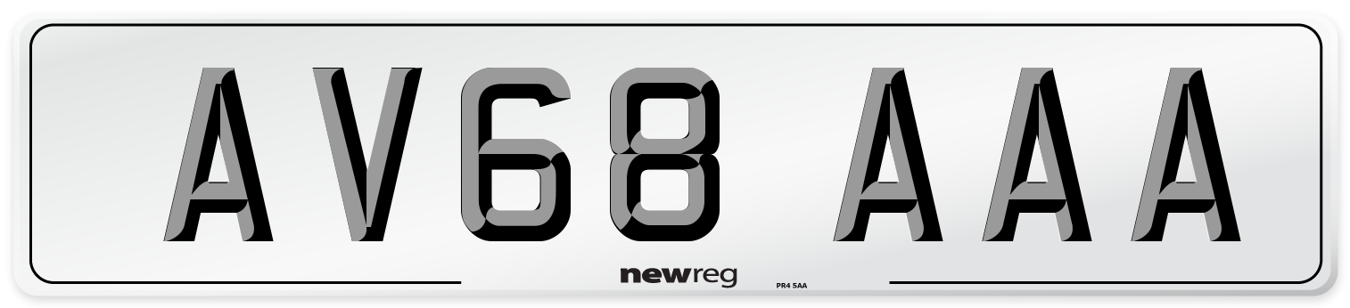 AV68 AAA Front Number Plate