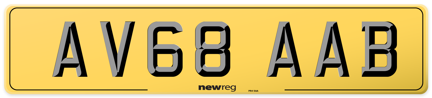 AV68 AAB Rear Number Plate