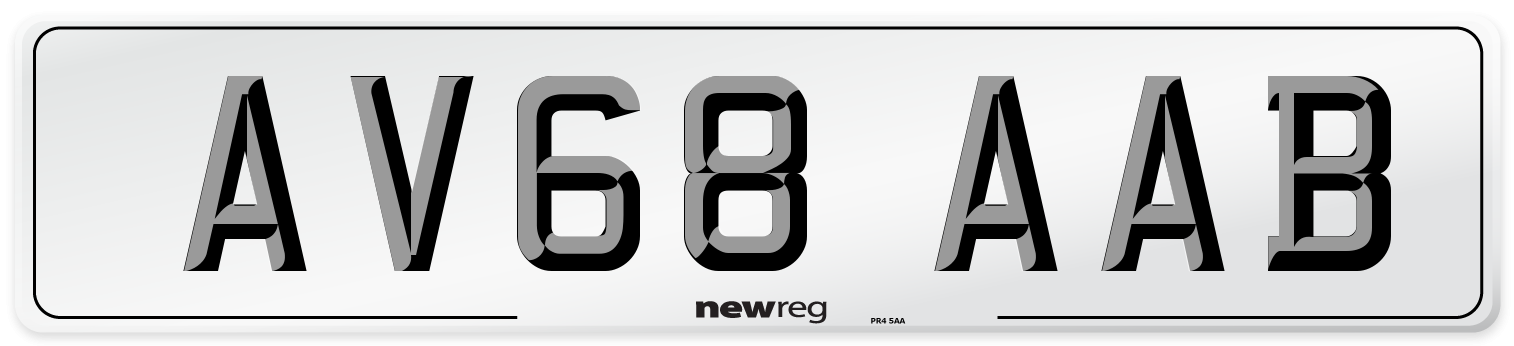 AV68 AAB Front Number Plate