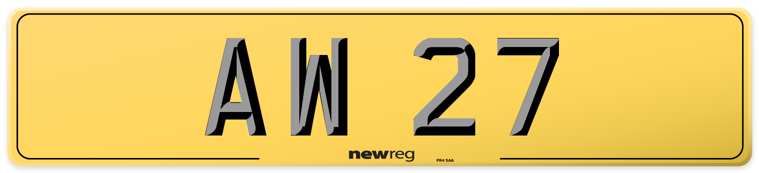 AW 27 Rear Number Plate