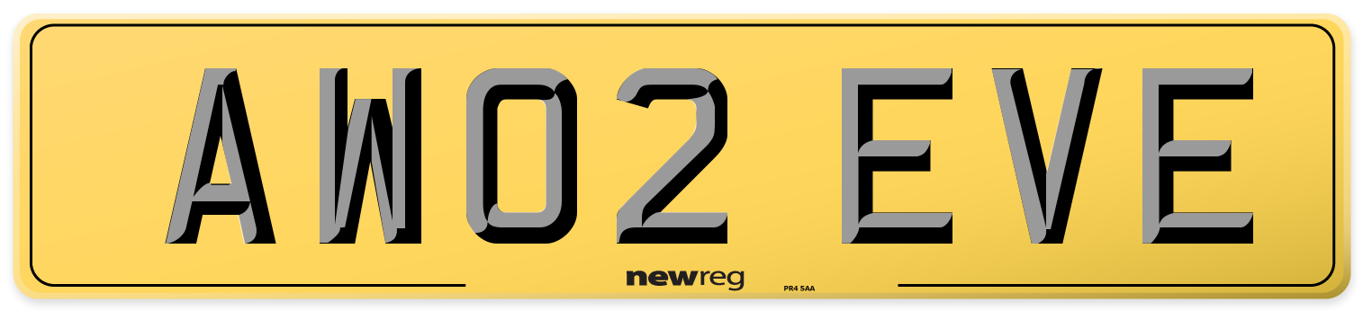 AW02 EVE Rear Number Plate