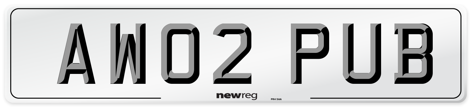 AW02 PUB Front Number Plate