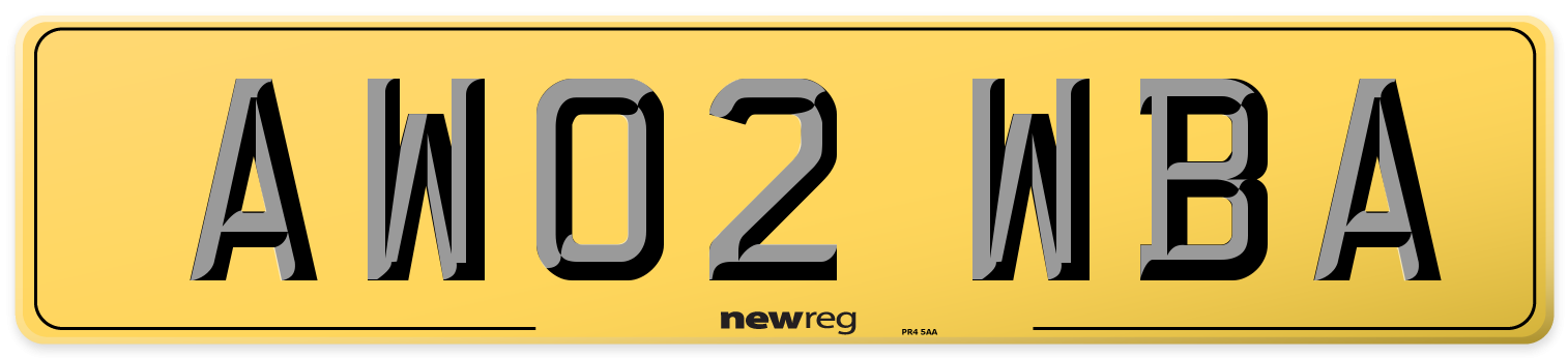 AW02 WBA Rear Number Plate