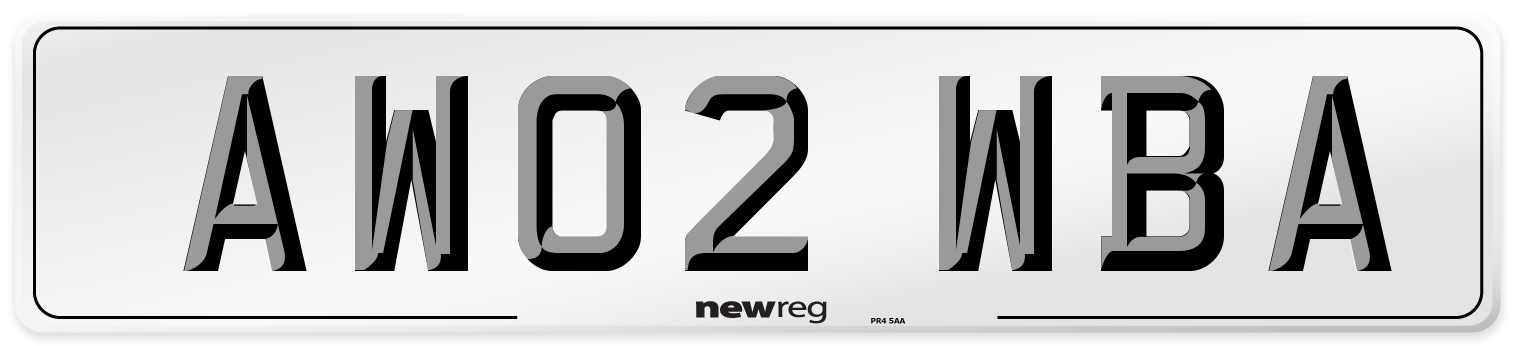 AW02 WBA Front Number Plate