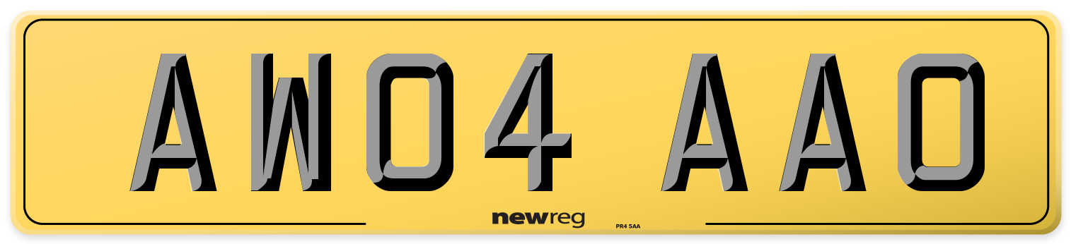 AW04 AAO Rear Number Plate
