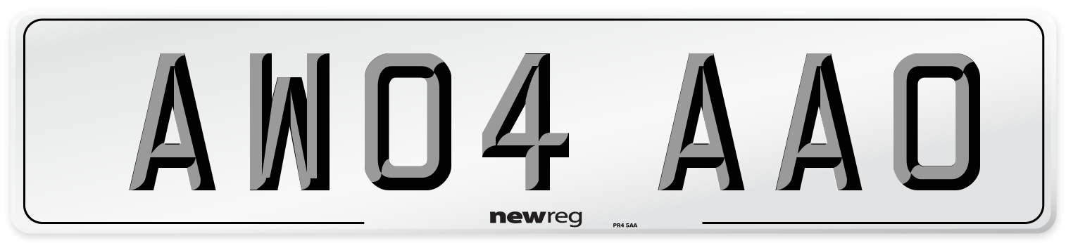 AW04 AAO Front Number Plate