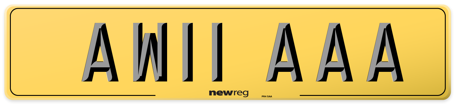 AW11 AAA Rear Number Plate