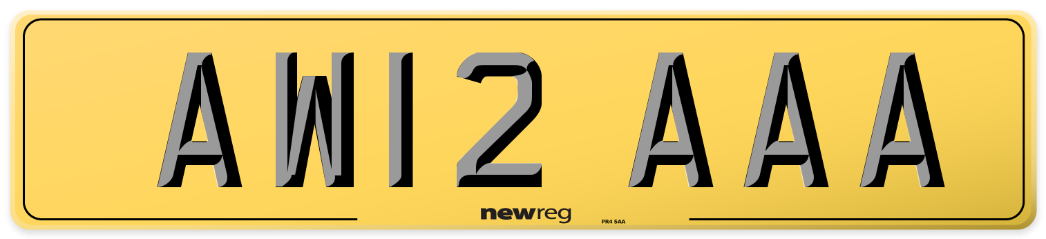 AW12 AAA Rear Number Plate