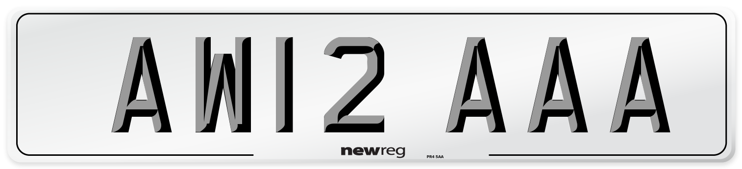 AW12 AAA Front Number Plate