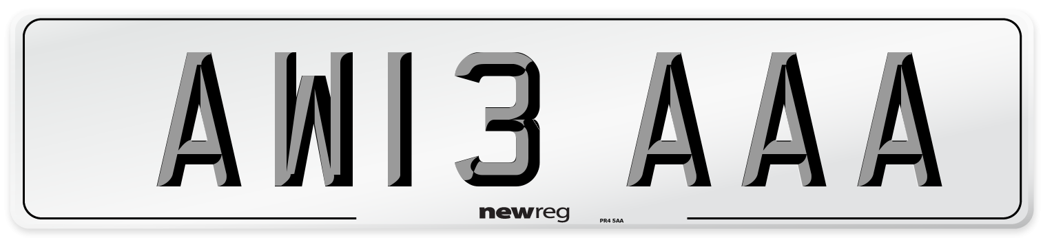 AW13 AAA Front Number Plate