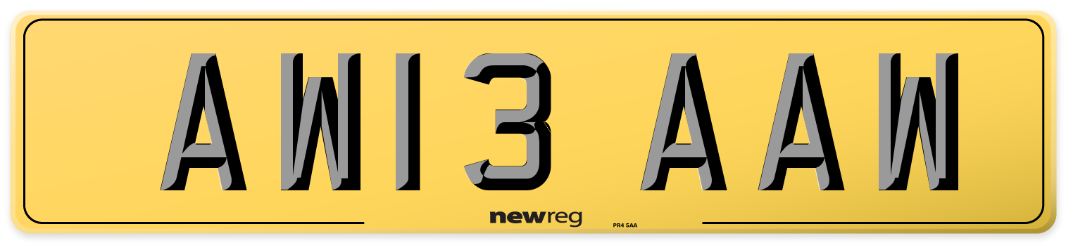 AW13 AAW Rear Number Plate